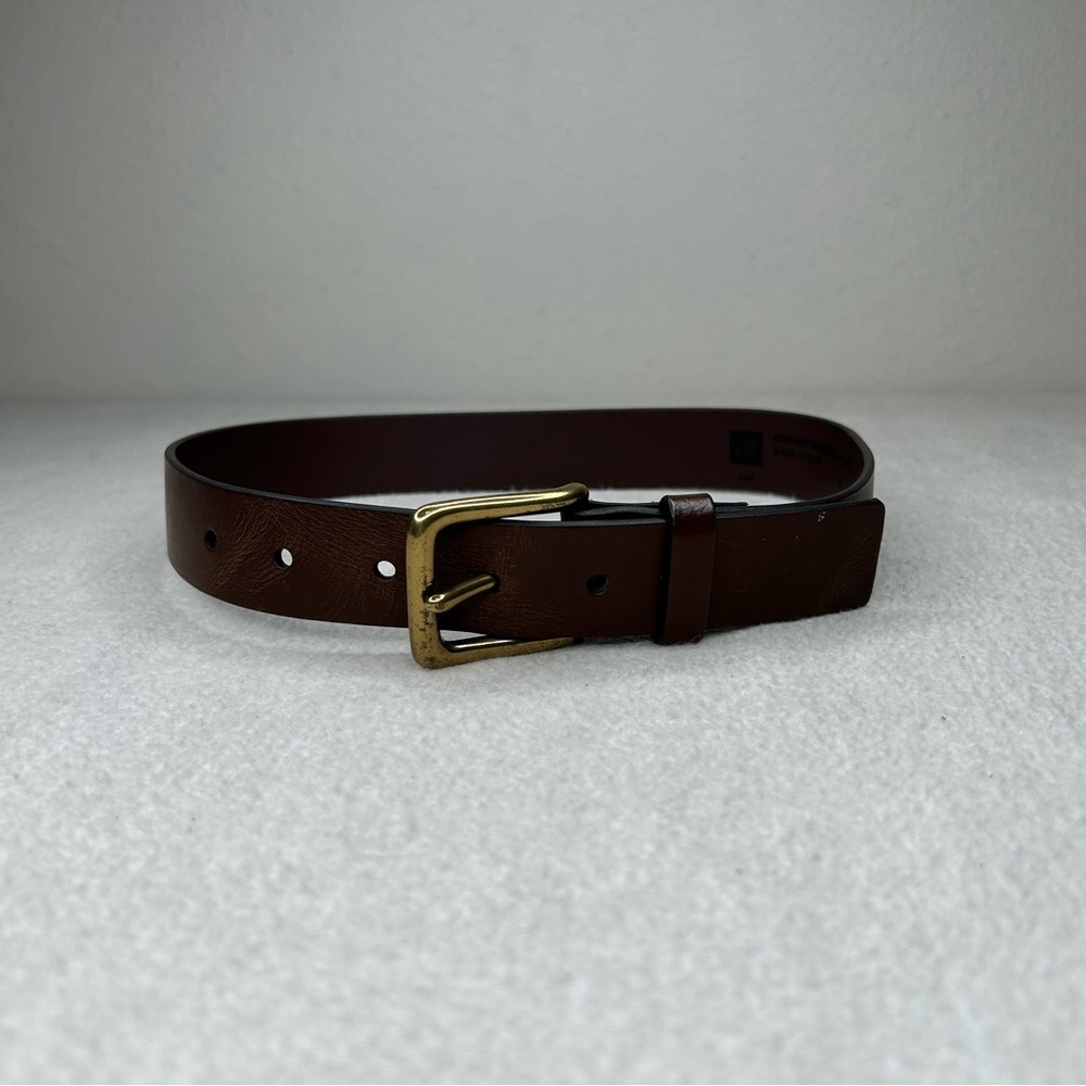 GAP Brown Leather Belt with Gold Buckle